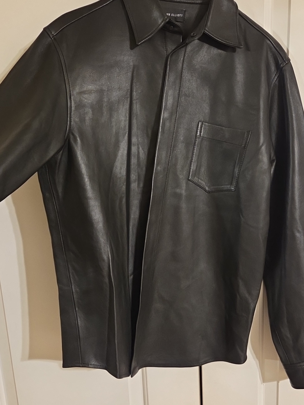 John Elliot Unisex Black Leather Shirt Jacket
